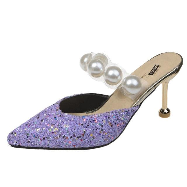Queen Fashion PU Sandals Knit Women Transparent Sandals Pointed Toe High Heels Party Cross Women High Heel Sandals Transparent Pointed Toe Luxury Dress Outdoor Sandals Stevvex