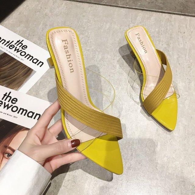 Queen Fashion PU Sandals Knit Women Transparent Sandals Pointed Toe High Heels Party Cross Women High Heel Sandals Transparent Pointed Toe Luxury Dress Outdoor Sandals Stevvex