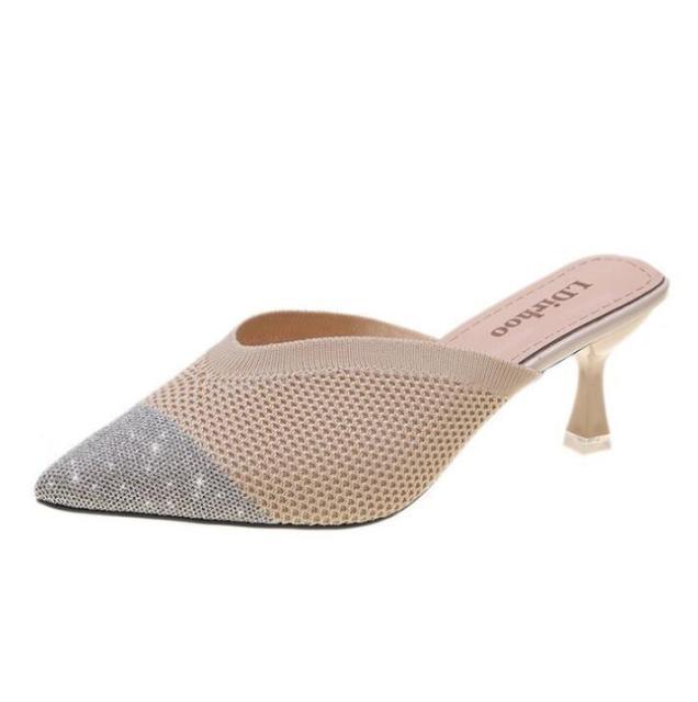 Queen Fashion PU Sandals Knit Women Transparent Sandals Pointed Toe High Heels Party Cross Women High Heel Sandals Transparent Pointed Toe Luxury Dress Outdoor Sandals Stevvex