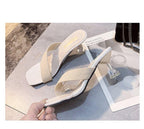 Queen Fashion PU Sandals Knit Women Transparent Sandals Pointed Toe High Heels Party Cross Women High Heel Sandals Transparent Pointed Toe Luxury Dress Outdoor Sandals Stevvex