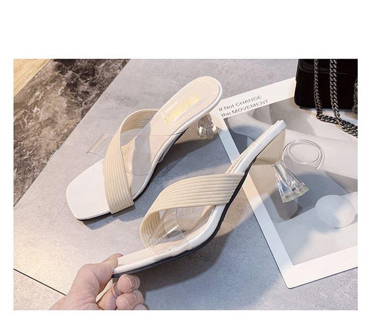 Queen Fashion PU Sandals Knit Women Transparent Sandals Pointed Toe High Heels Party Cross Women High Heel Sandals Transparent Pointed Toe Luxury Dress Outdoor Sandals Stevvex
