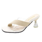 Queen Fashion PU Sandals Knit Women Transparent Sandals Pointed Toe High Heels Party Cross Women High Heel Sandals Transparent Pointed Toe Luxury Dress Outdoor Sandals Stevvex