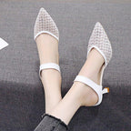 Queen Fashion PU Sandals Knit Women Transparent Sandals Pointed Toe High Heels Party Cross Women High Heel Sandals Transparent Pointed Toe Luxury Dress Outdoor Sandals Stevvex