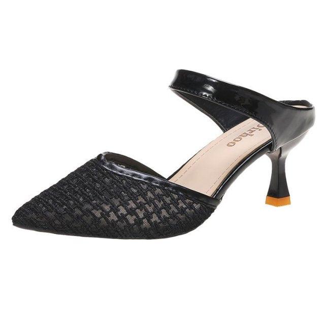Queen Fashion PU Sandals Knit Women Transparent Sandals Pointed Toe High Heels Party Cross Women High Heel Sandals Transparent Pointed Toe Luxury Dress Outdoor Sandals Stevvex