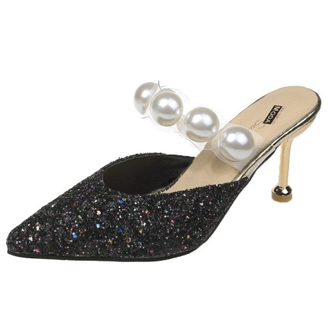 Queen Fashion PU Sandals Knit Women Transparent Sandals Pointed Toe High Heels Party Cross Women High Heel Sandals Transparent Pointed Toe Luxury Dress Outdoor Sandals Stevvex