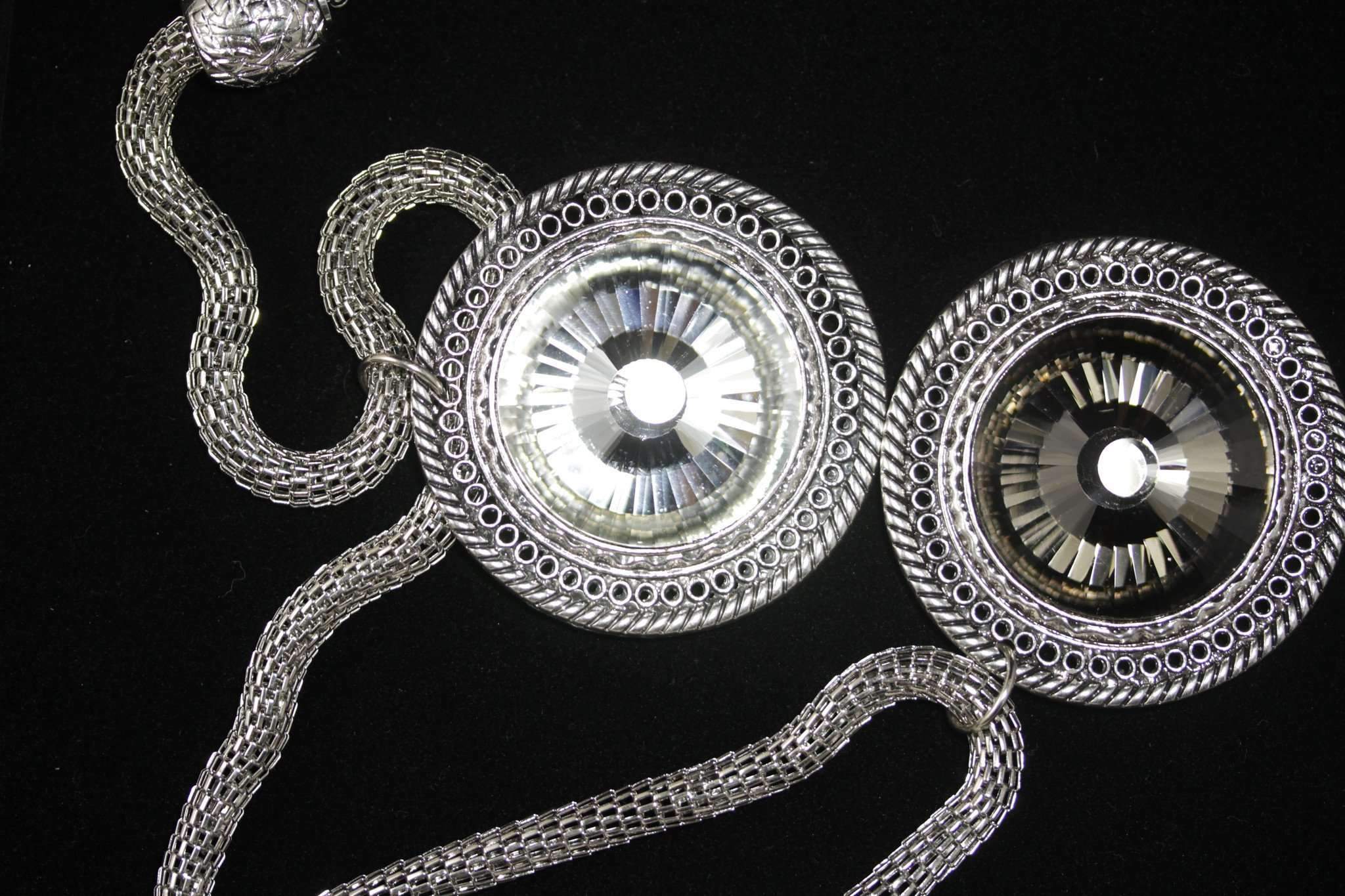 Queen Medallion Necklace Silver Statement Pendant Layered