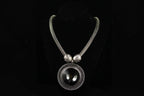 Queen Medallion Necklace Silver Statement Pendant Layered