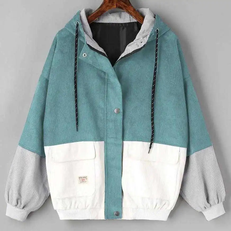 Oversized Corduroy Patchwork Jackets for Women Pi-Mart