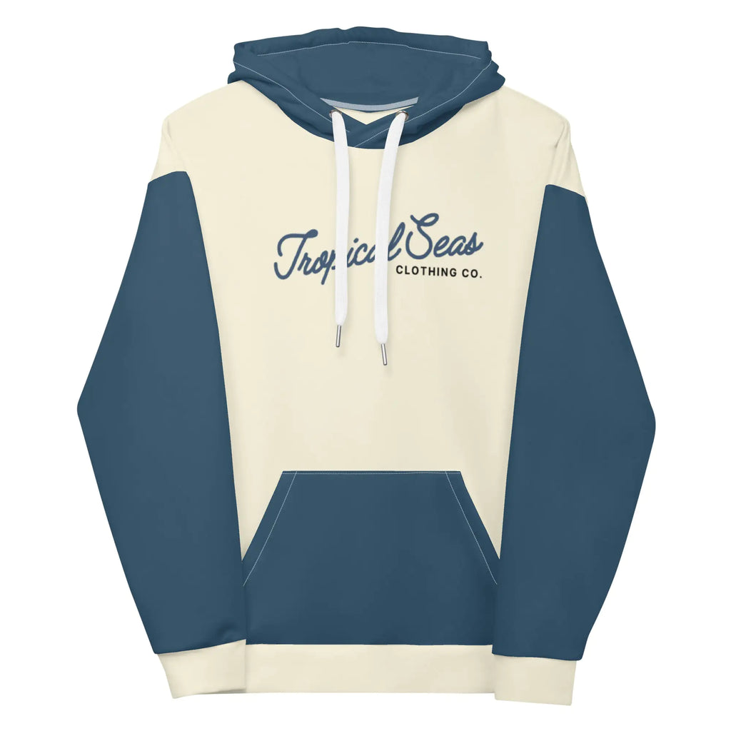 Navy & Off White Two-Toned Tropical Seas Hoodie Pi-Mart