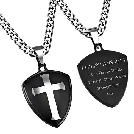 Black R2 Shield Cross Necklace KingdomWear