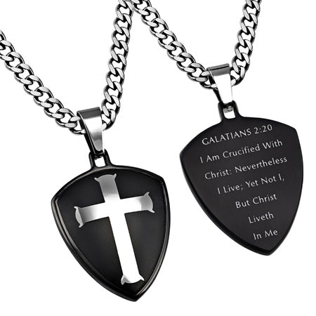 Black R2 Shield Cross Necklace KingdomWear