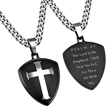 Black R2 Shield Cross Necklace KingdomWear