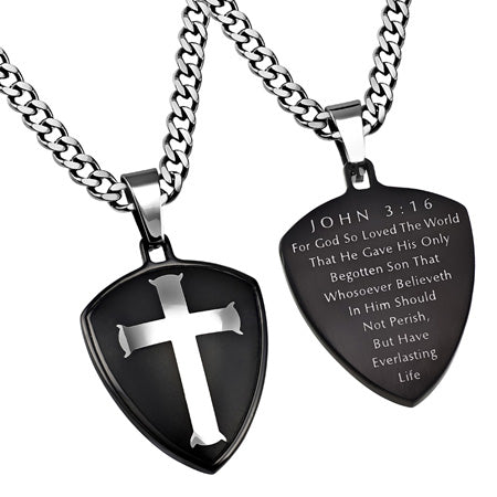 Black R2 Shield Cross Necklace KingdomWear