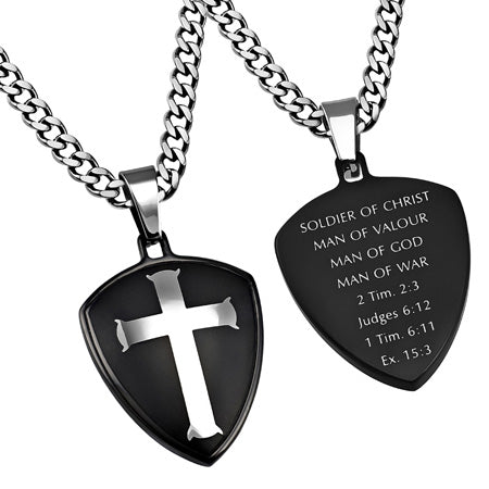 Black R2 Shield Cross Necklace KingdomWear