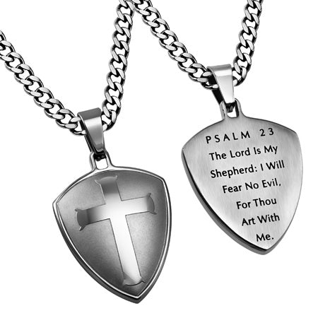 Silver Shield R2 Cross Necklace KingdomWear