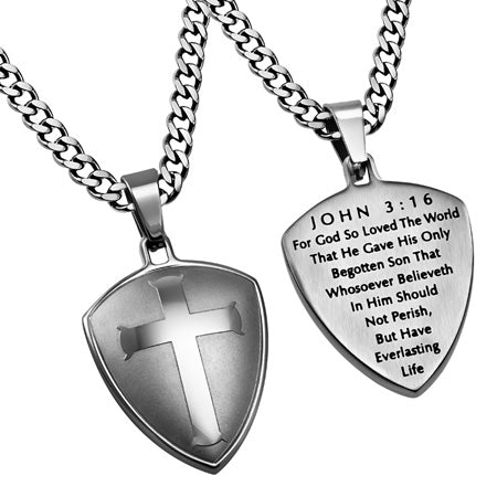 Silver Shield R2 Cross Necklace KingdomWear