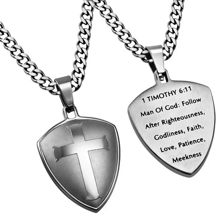 Silver Shield R2 Cross Necklace - SC KingdomWear