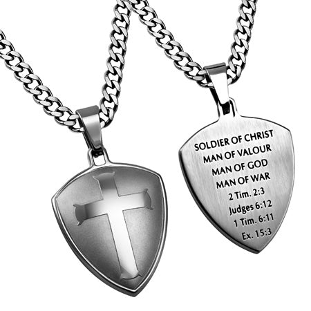 Silver Shield R2 Cross Necklace KingdomWear
