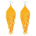DoreenBow Long Beaded Tassel Earrings Boho Beaded Fringe Earrings Yellow Tassle Bead Dangle Drop Earrings Native American Indian Earrings for Women