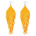 DoreenBow Long Beaded Tassel Earrings Boho Beaded Fringe Earrings Yellow Tassle Bead Dangle Drop Earrings Native American Indian Earrings for Women