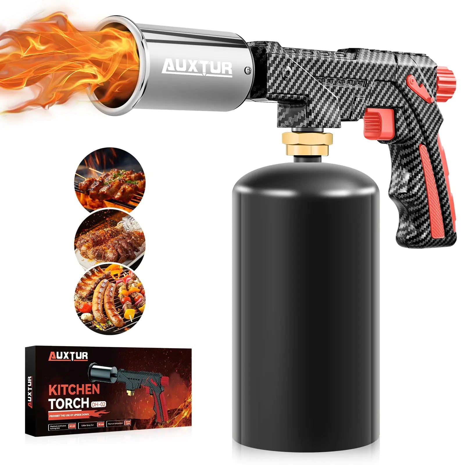 AUXTUR Powerful Propane TorchCooking Blow Torch for Food Butane Kitchen Torch Creme Brulee Torch Culinary Torch Refillable Charcoal Grill Lighter Campfire Starter-Butane Gas Not Included Lootquake LLC