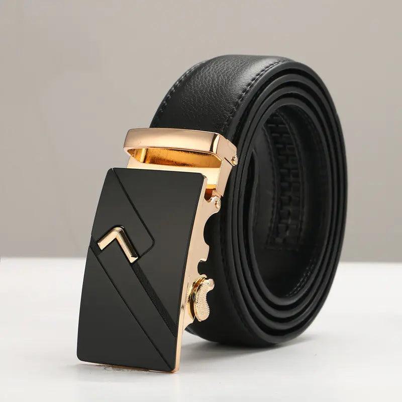 Genuine Leather Men's Belt with Automatic Buckle Pi-Mart