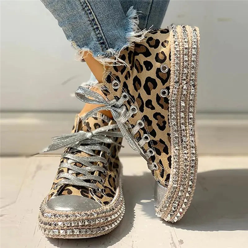 Women Leopard Canvas Shoes Pi-Mart