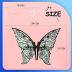 Fairy Wings for Adults and Girls，Fairy Costume Set with Floral Garland, Fairy Hair Tinsel, Wand & Elf Ears – 19"x24" Organza Butterfly Wings – Ideal for Cosplay, Party, Black