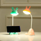 Rabbit LED Table Lamp Kids Desk Bunny Night Lights Studying Bedroom Decor Baby Bed Restaurant Living Room Cute Gift USB Charging Cute Study Lamps for Bedroom Décor Stevvex