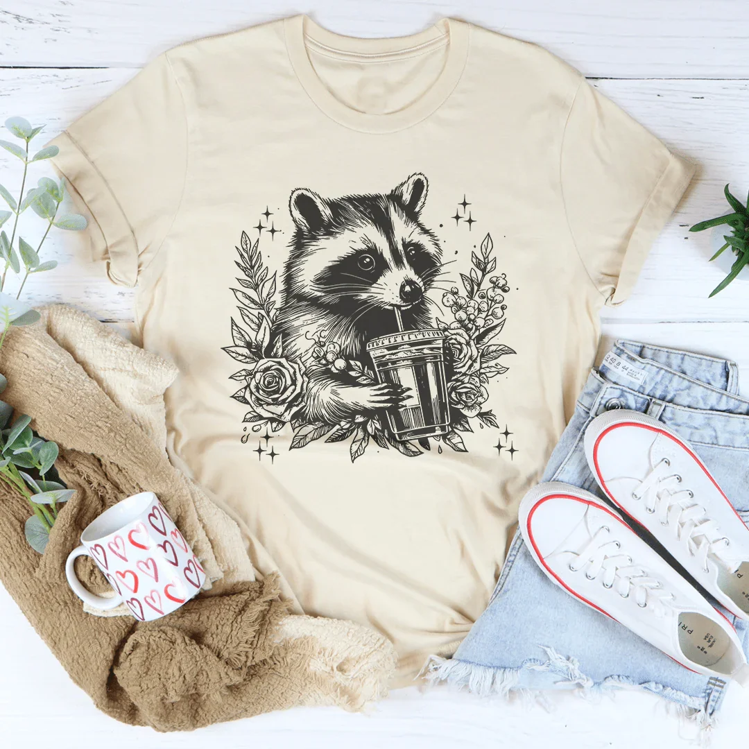 Racoon Tee Peachy Sunday
