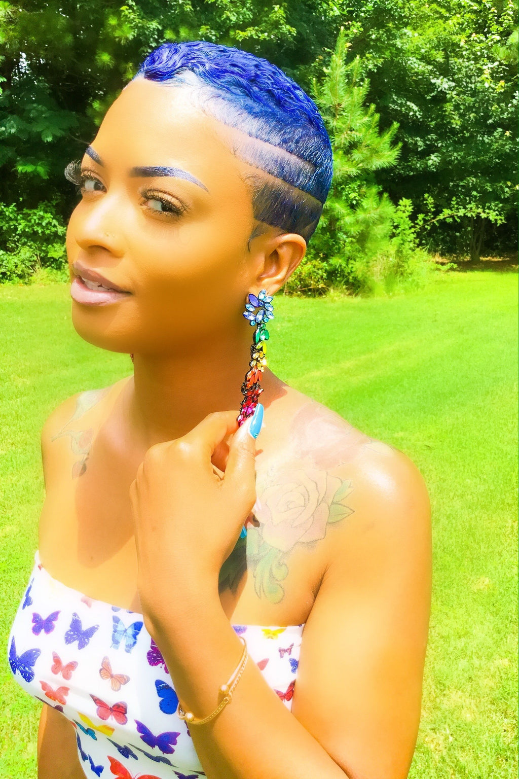 Rainbow Crystal Drop Dangle Earrings Long Statement