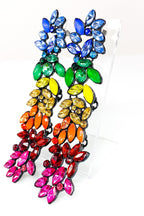 Rainbow Crystal Drop Dangle Earrings Long Statement
