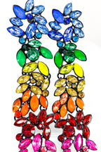 Rainbow Crystal Drop Dangle Earrings Long Statement
