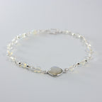 Rainbow Moonstone Opalite Beaded Bracelet Sterling Chain