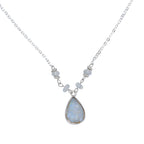Rainbow Moonstone Pendant Necklace Delicate Sterling Silver