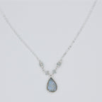 Rainbow Moonstone Pendant Necklace Delicate Sterling Silver