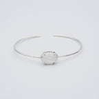 Rainbow Moonstone Sterling Silver Delicate Bangle Bracelet