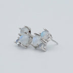 Rainbow Moonstone Sterling Silver Stud Earrings For Women
