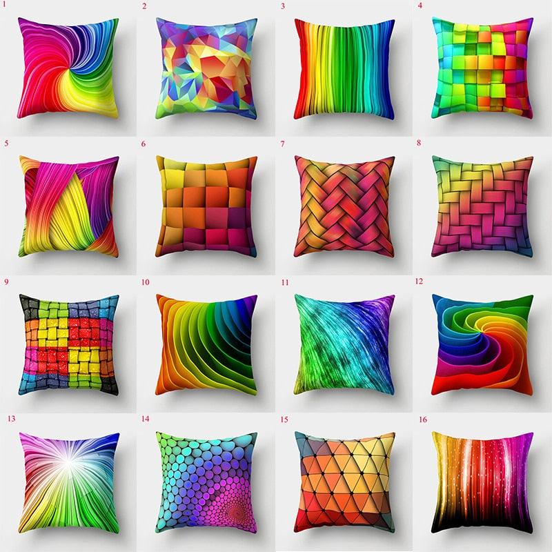 Rainbow Pillowcase Colorful Pillow Covers Cushion Cover Rainbow Throw Pillow Case Cushion Covers Abstract Swirl Rainbow Blue Green Red Bright Colors Wave Blend Throw Pillow Covers Stevvex