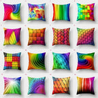 Rainbow Pillowcase Colorful Pillow Covers Cushion Cover Rainbow Throw Pillow Case Cushion Covers Abstract Swirl Rainbow Blue Green Red Bright Colors Wave Blend Throw Pillow Covers Stevvex