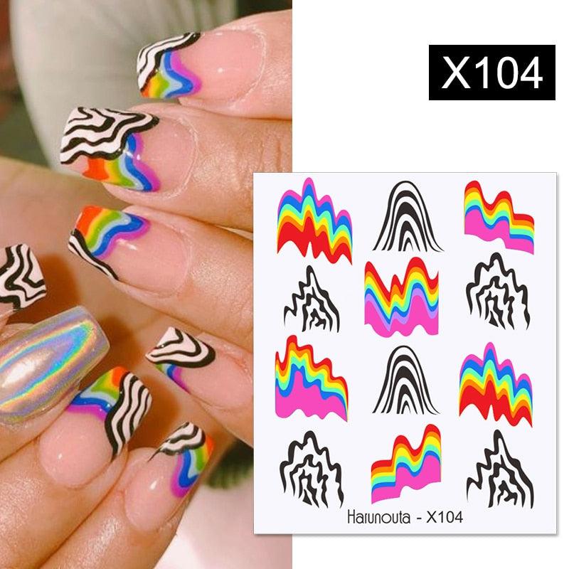 Rainbow Wave Love Heart Pattern Water Decals Stickers Butterfly Dragon Geometry Slider For Nails Art Decoration Tip Water Transfer Nail Decals Sticker For Pretty Girl Self-Adhesive Nail Decals Designer Nail Stickers for Acrylic Stevvex