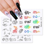 Rainbow Wave Love Heart Pattern Water Decals Stickers Butterfly Dragon Geometry Slider For Nails Art Decoration Tip Water Transfer Nail Decals Sticker For Pretty Girl Self-Adhesive Nail Decals Designer Nail Stickers for Acrylic Stevvex
