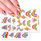Rainbow Wave Love Heart Pattern Water Decals Stickers Butterfly Dragon Geometry Slider For Nails Art Decoration Tip Water Transfer Nail Decals Sticker For Pretty Girl Self-Adhesive Nail Decals Designer Nail Stickers for Acrylic Stevvex