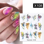 Rainbow Wave Love Heart Pattern Water Decals Stickers Butterfly Dragon Geometry Slider For Nails Art Decoration Tip Water Transfer Nail Decals Sticker For Pretty Girl Self-Adhesive Nail Decals Designer Nail Stickers for Acrylic Stevvex