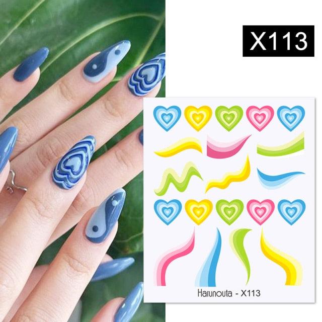 Rainbow Wave Love Heart Pattern Water Decals Stickers Butterfly Dragon Geometry Slider For Nails Art Decoration Tip Water Transfer Nail Decals Sticker For Pretty Girl Self-Adhesive Nail Decals Designer Nail Stickers for Acrylic Stevvex