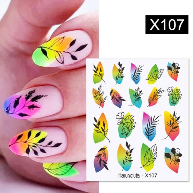 Rainbow Wave Love Heart Pattern Water Decals Stickers Butterfly Dragon Geometry Slider For Nails Art Decoration Tip Water Transfer Nail Decals Sticker For Pretty Girl Self-Adhesive Nail Decals Designer Nail Stickers for Acrylic Stevvex