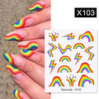 Rainbow Wave Love Heart Pattern Water Decals Stickers Butterfly Dragon Geometry Slider For Nails Art Decoration Tip Water Transfer Nail Decals Sticker For Pretty Girl Self-Adhesive Nail Decals Designer Nail Stickers for Acrylic Stevvex