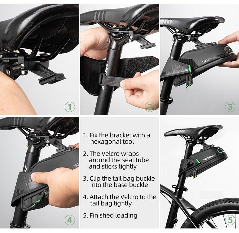 Rainproof Bicycle Bag Shock Proof Bike Bag For Reflective Large Capacity Seat Bike Bag Accessories Bag Seat Bag Bike Bag Under Seat Bicycle Bag Cycling Accessories Storage Pouch Bike For Mountain Road Bike Stevvex