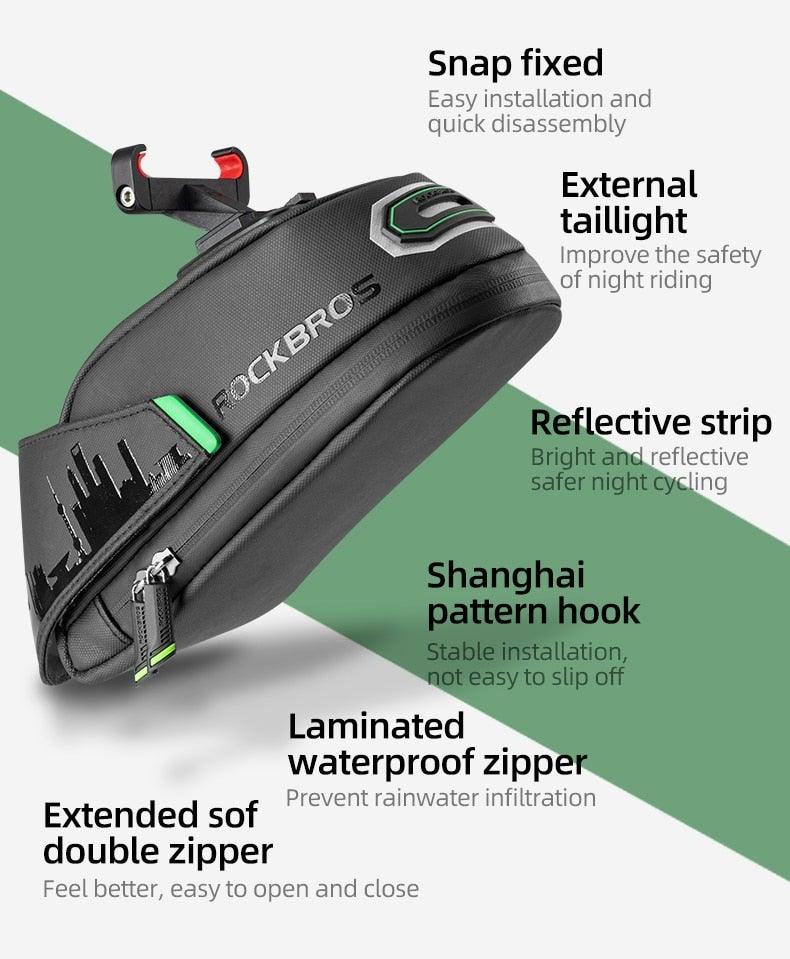 Rainproof Bicycle Bag Shock Proof Bike Bag For Reflective Large Capacity Seat Bike Bag Accessories Bag Seat Bag Bike Bag Under Seat Bicycle Bag Cycling Accessories Storage Pouch Bike For Mountain Road Bike Stevvex
