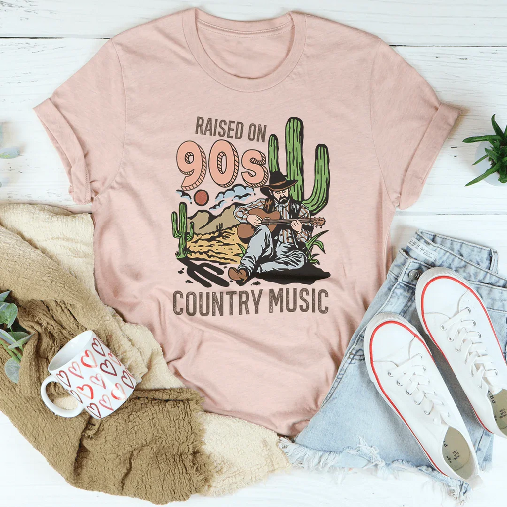 Raised On Country Music Tee Peachy Sunday